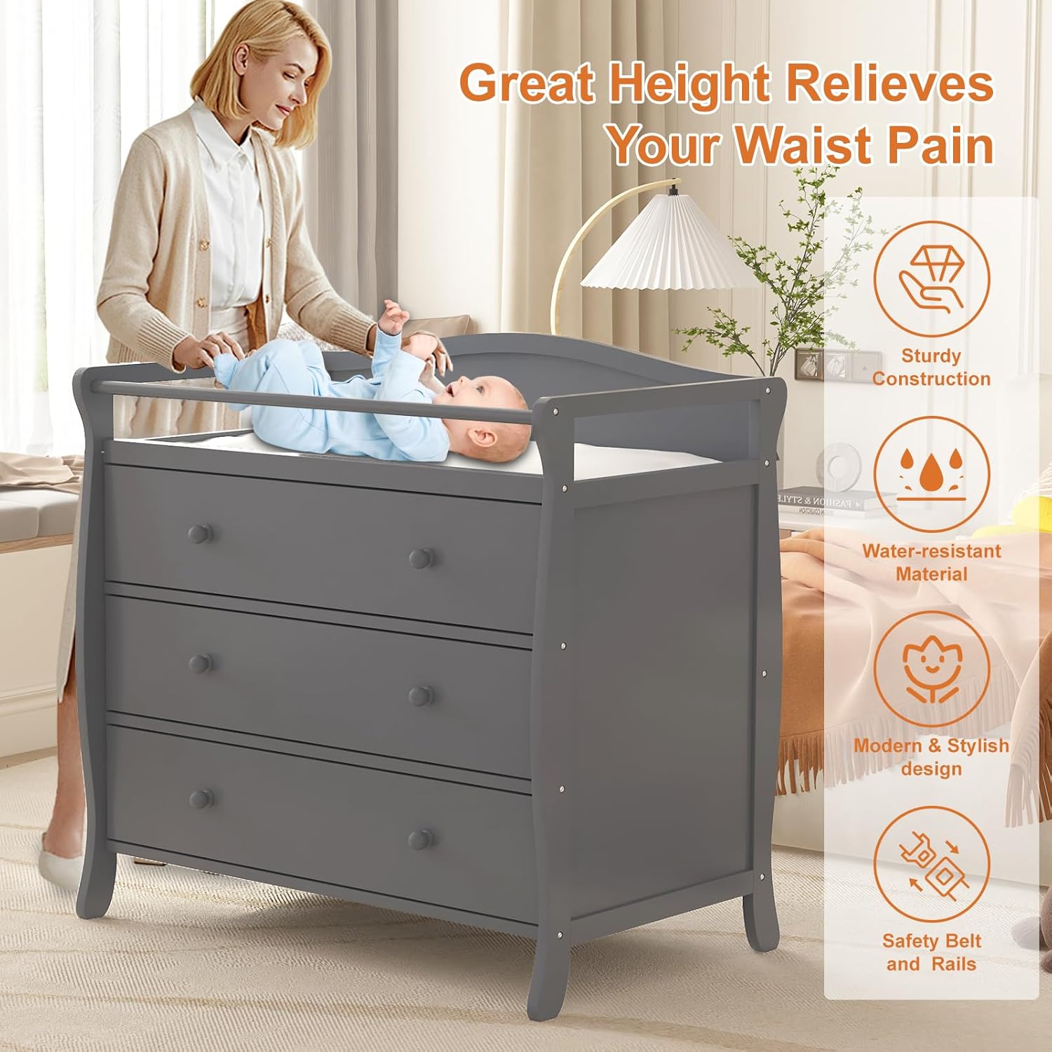 Baby Nursery Table - 3 Çekmeceli Bebek Alt Değiştirme Masası