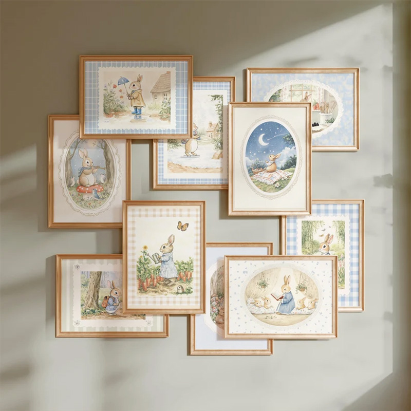 Baby Nursery Vintage Decor - Vintage Boho Mavi Ekose Tavşan Ilham