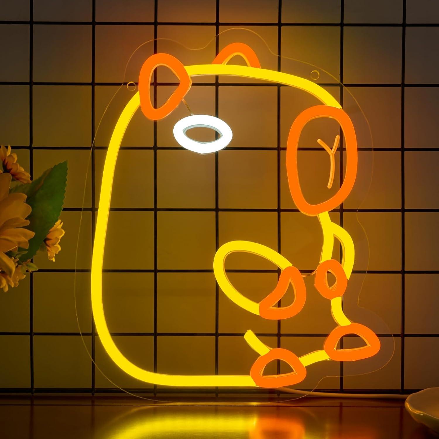 Baby Nursery Wall Lights - Capybara Neon Burcu Kısılabilir LED Neon
