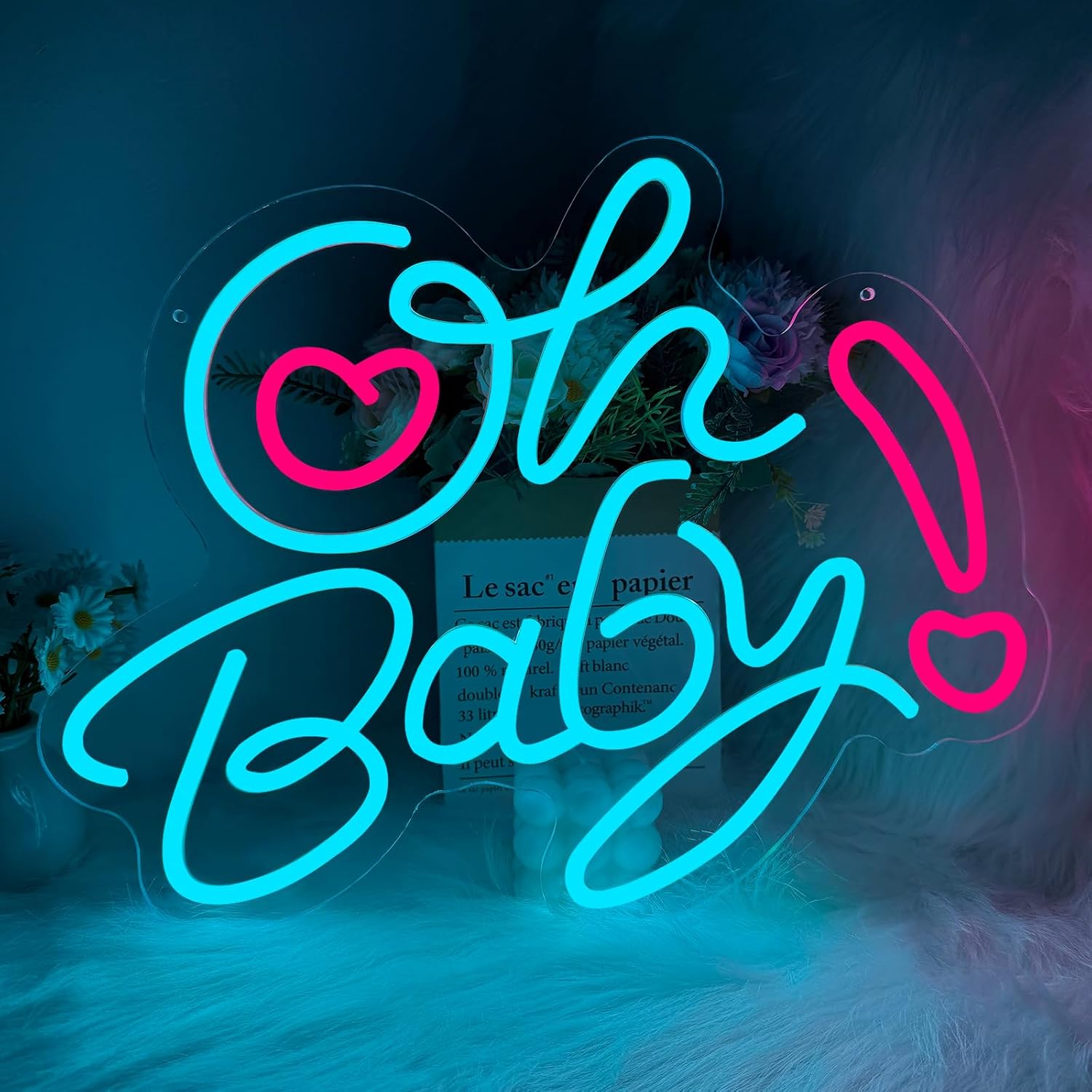 Baby Nursery Wall Lights - Oh Baby Kalp LED Neon Işık