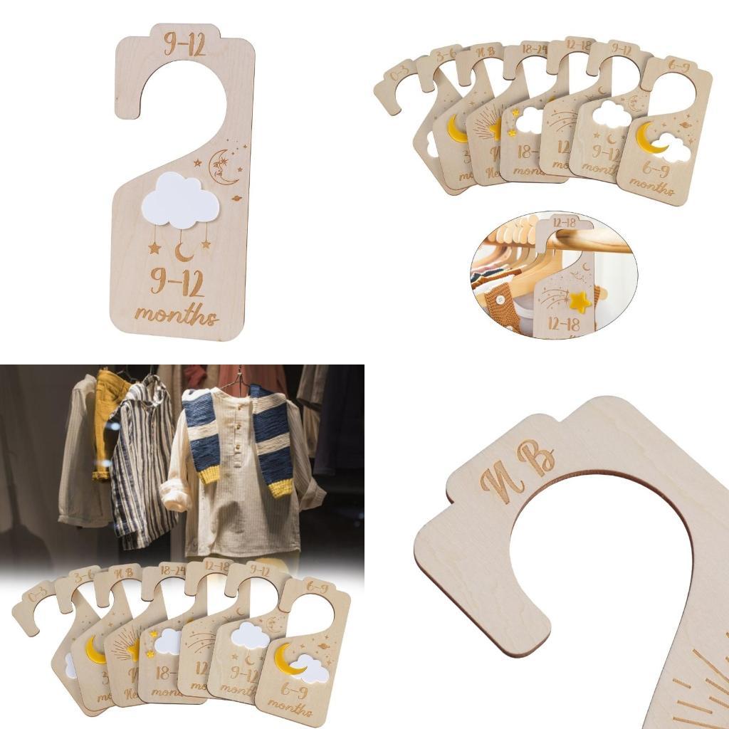 Baby Nursery Wardrobe - 7 Set Ahşap Bebek Askı Bölücüler