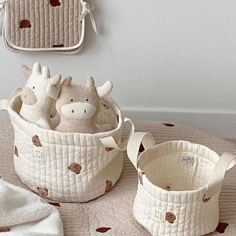 Baby Nursery Wardrobe - Sevimli Ayı Nakış Bebek Bezi Çantası