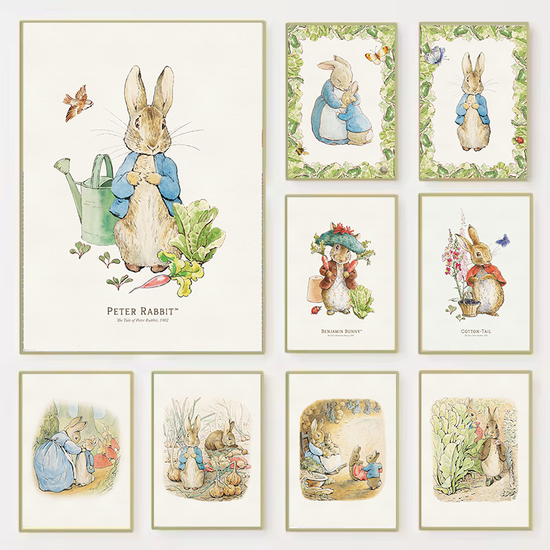 Baby Nursery Vintage Decor - (2D Kanvas Tablo) Vintage Boho Tavşan