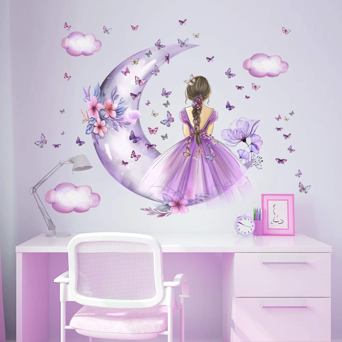 Baby Nursery Ideas Girl - Kız Ay Kelebekler duvar çıkartmaları Çocuk