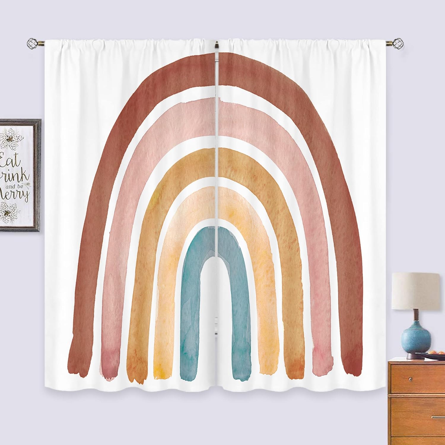 Baby Nursery Vintage Decor - Çocuklar için Boho Gökkuşağı Perdeleri, Bebek