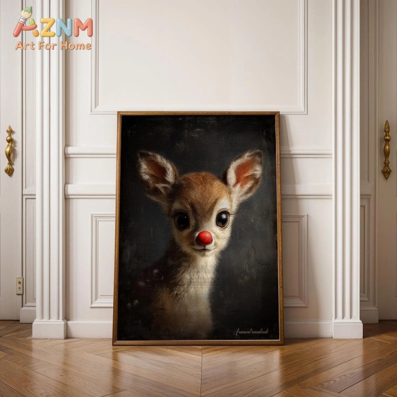 Baby Nursery Vintage Decor - Çerçevesiz Kanvas Duvar Sanatı Sevimli Kırmızı