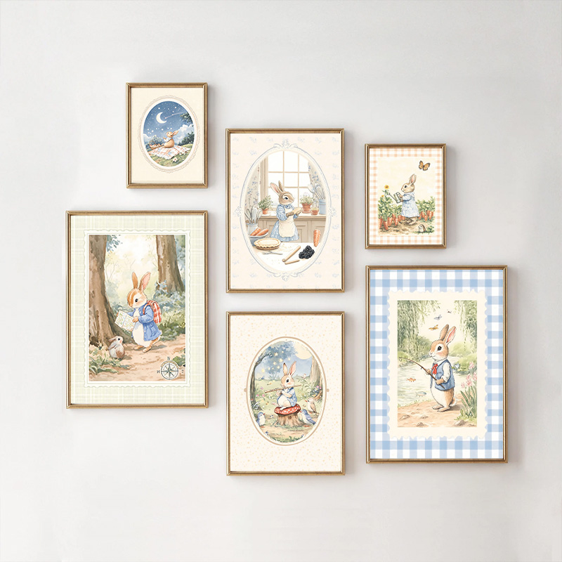 Vintage Boho Mavi Ekose Tavşan - Baby Nursery Vintage Decor incelemesi ve fiyatı