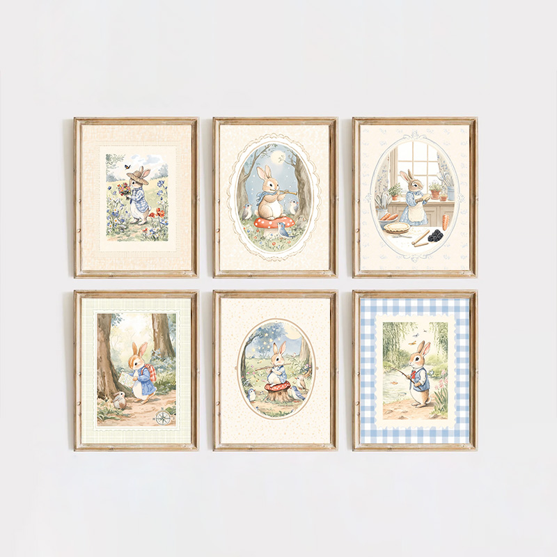 Vintage Boho Mavi Ekose Tavşan - Baby Nursery Vintage Decor incelemesi ve fiyatı