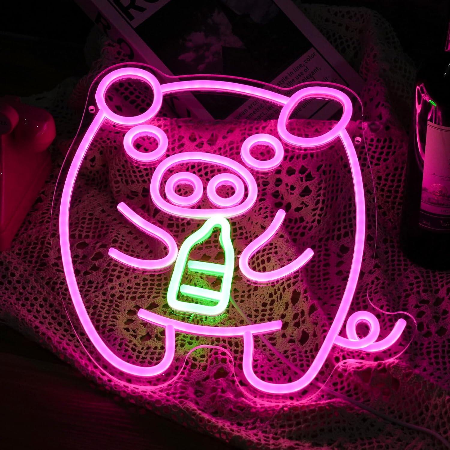Bebek Domuz Süt Şişesi Neon Iş - Baby Nursery Wall Lights incelemesi ve fiyatı