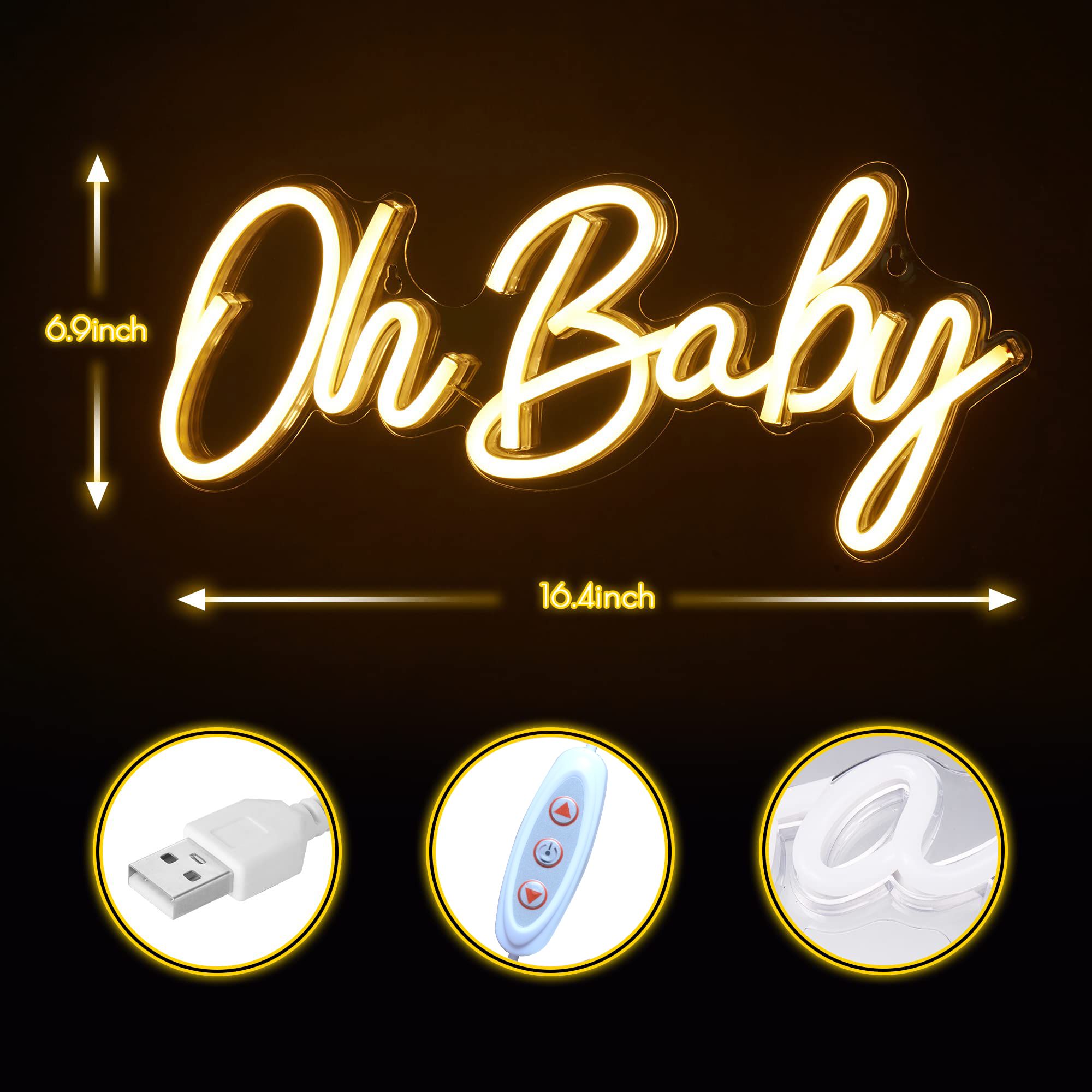 Oh Baby Neon Tabela USB Kısıla - Baby Nursery Wall Lights incelemesi ve fiyatı