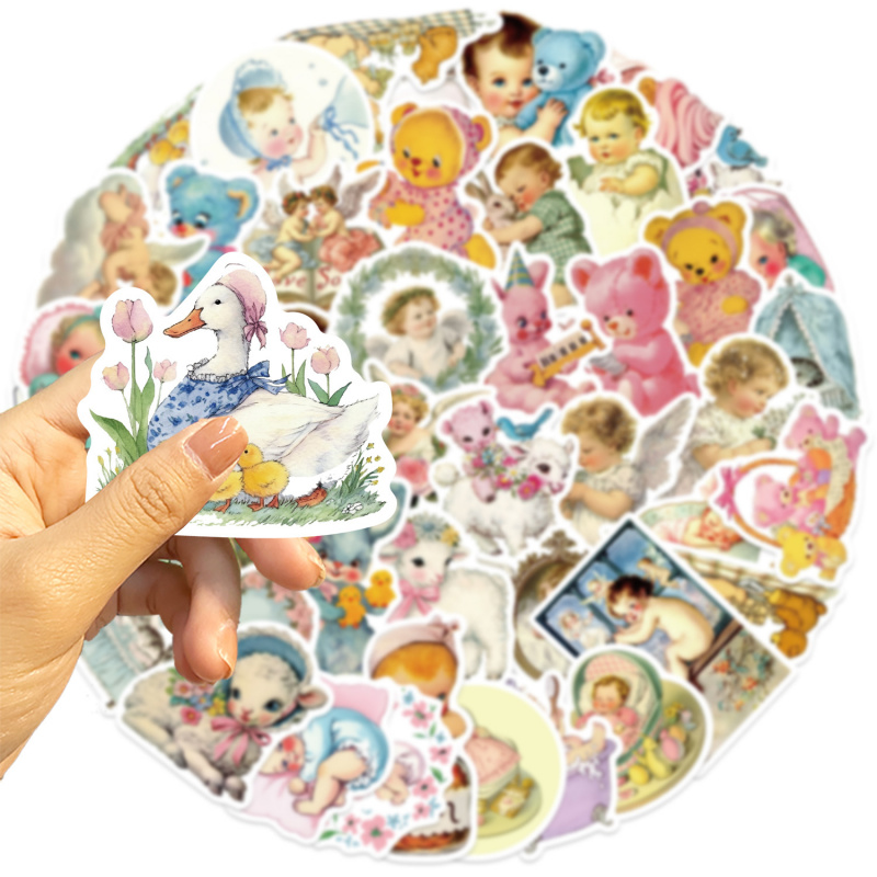 50 adet Vintage Bebek Çıkartma - Baby Nursery Vintage Decor incelemesi ve fiyatı