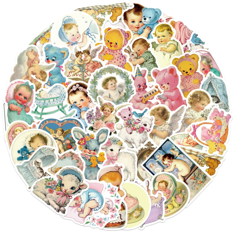 50 adet Vintage Bebek Çıkartma - Baby Nursery Vintage Decor incelemesi ve fiyatı