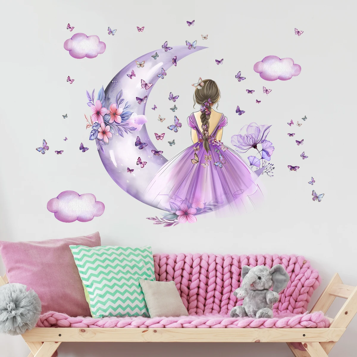 Kız Ay Kelebekler duvar çıkart - Baby Nursery Ideas Girl incelemesi ve fiyatı