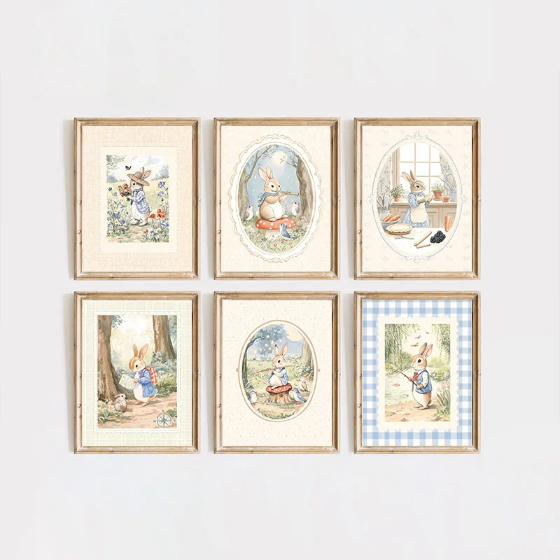Vintage Boho Mavi Ekose Tavşan - Baby Nursery Vintage Decor incelemesi ve fiyatı