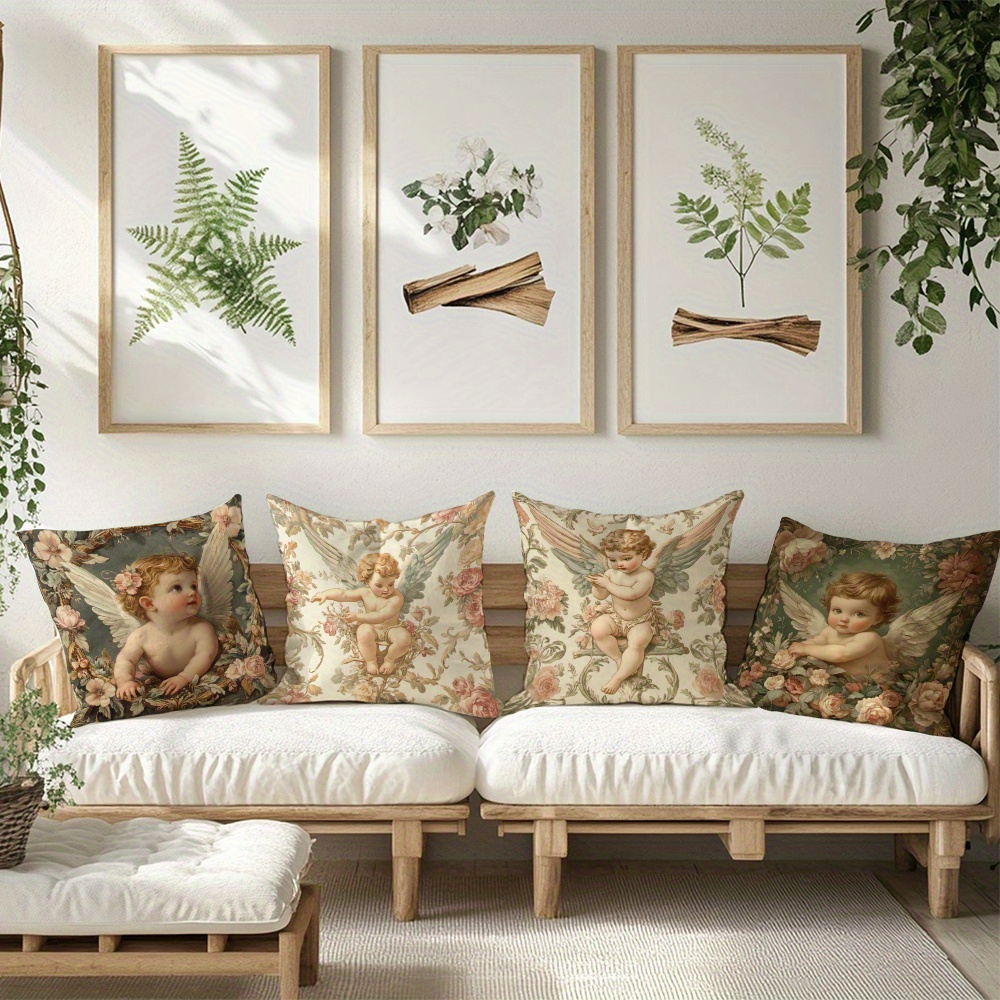Baskılı Melek Çiçekli Yastık K - Baby Nursery Vintage Decor incelemesi ve fiyatı